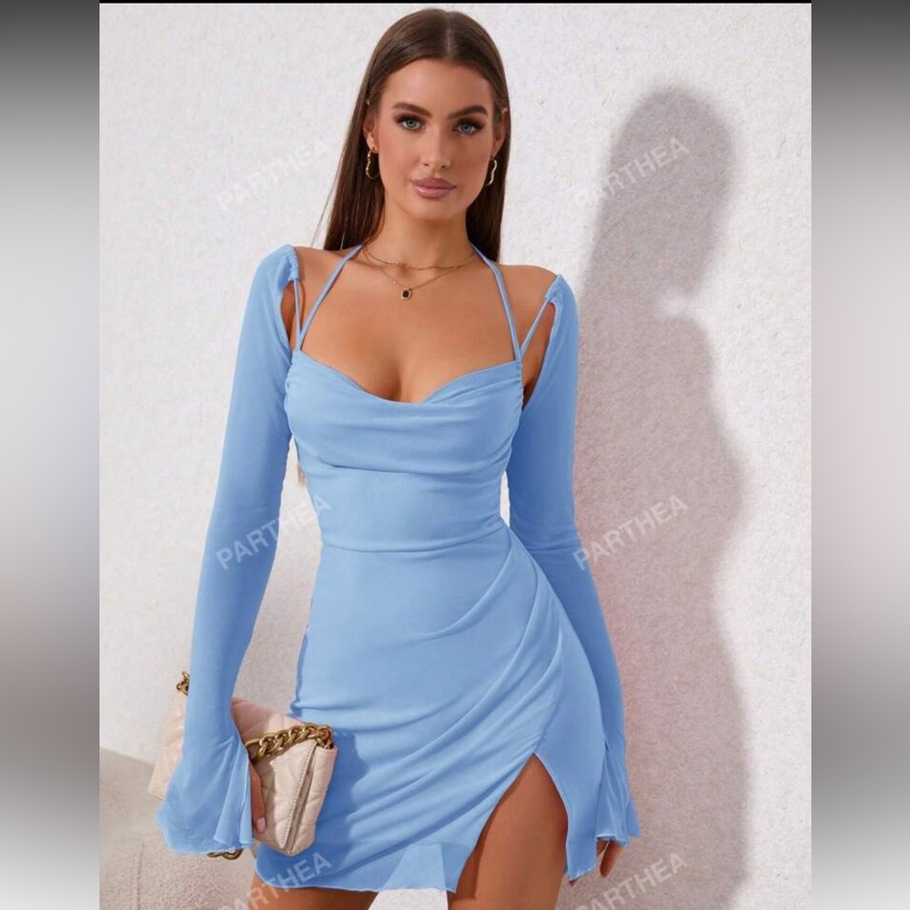 SHEIN Light Blue Mini Dress